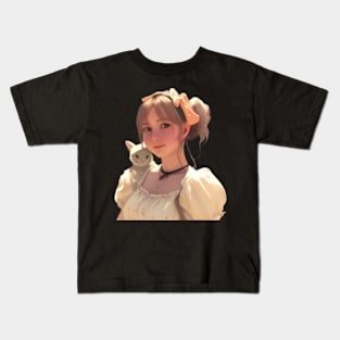 Beautiful Princess With her Cat Sticker Kids T-Shirt